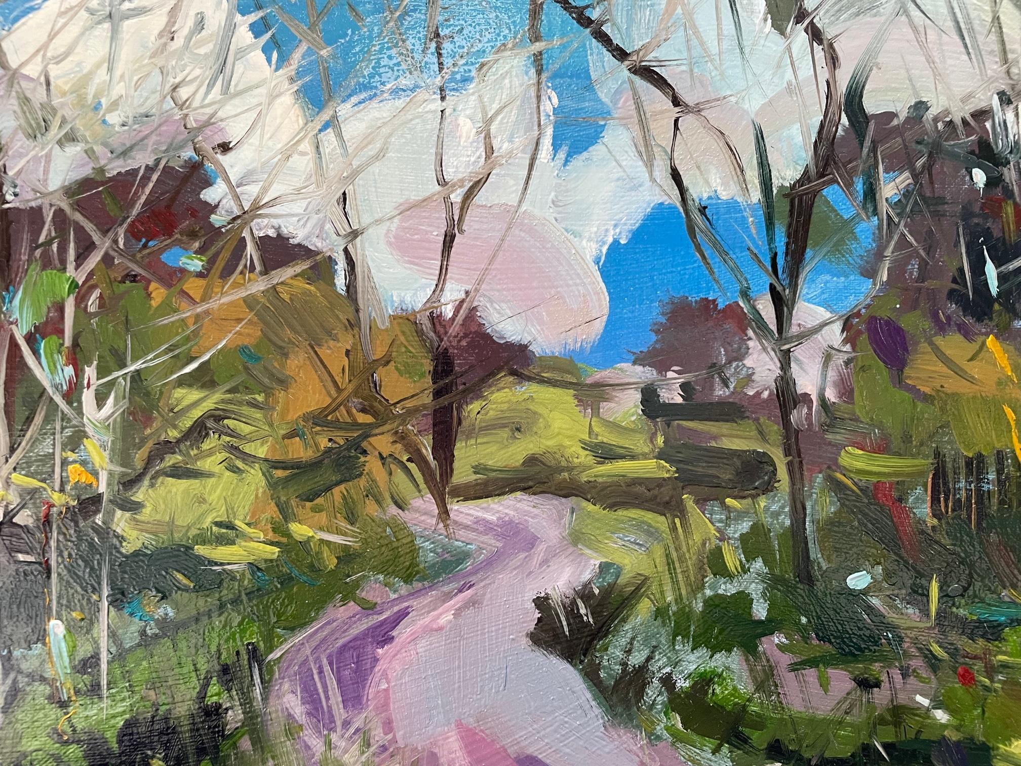 Natalie Bird  Abstract Painting – Bright Morning, abstrakte Kunst, Kunst unter £500, Originalkunst, Landschaftskunst