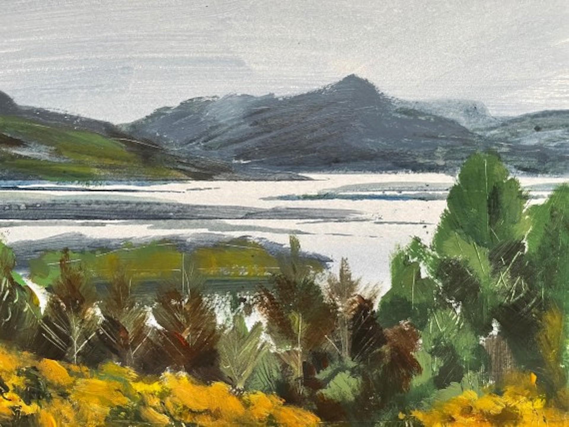 Misty Morning On The Loch, Natalie Bird, Œuvre originale de paysage en techniques mixtes