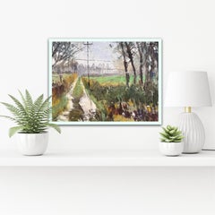 Winter mist - farm track, Original painting, Landscape, Nature, Tree