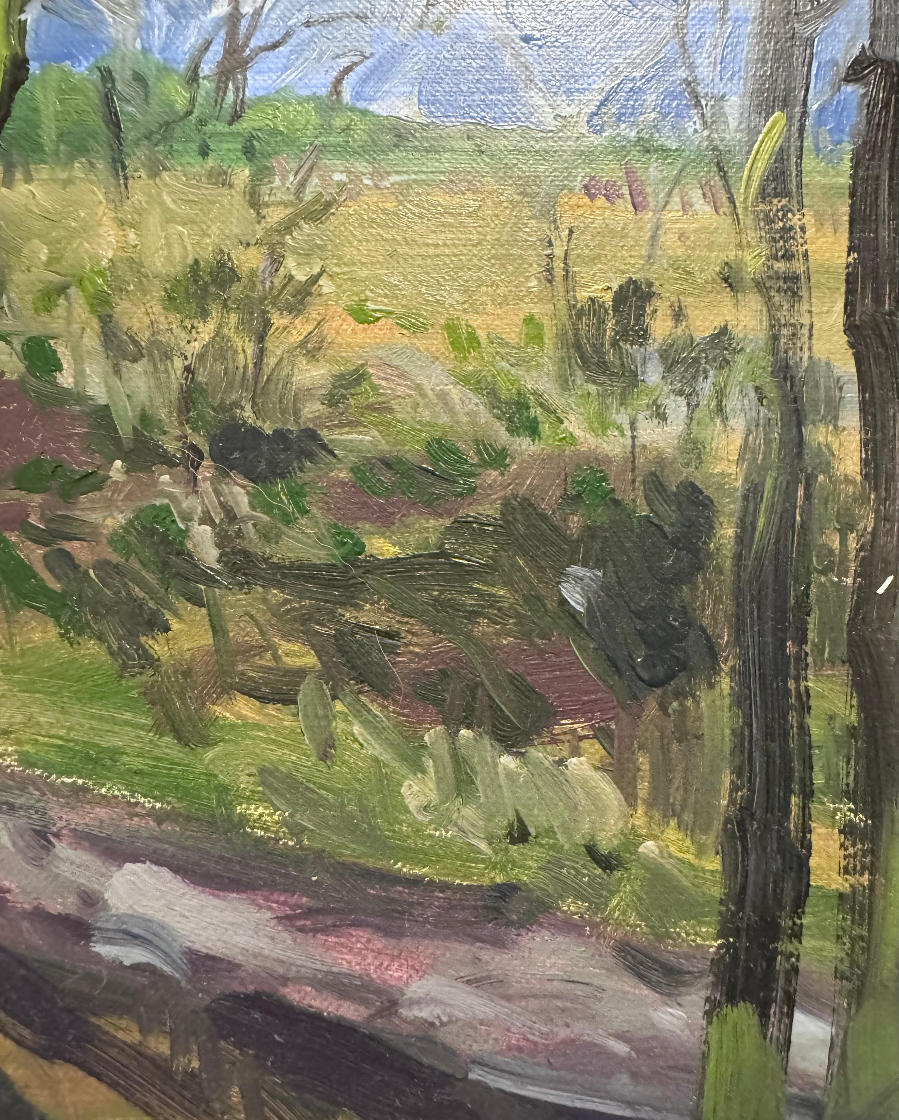 Oil on linen board - 3mm MDF. Wimbledon Common. Varnished, unframed.

ADDITIONAL INFORMATION:
Original painting
Oil paint on board
Complete size of unframed painting: 24 H x 30 W x 1 D cm 
Sold Unframed

Please note that insitu images are purely an