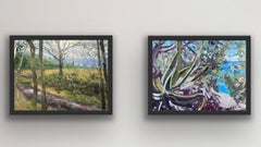 Autumn on the Common & Walk to the sea, diptych, Original painting, Landscape