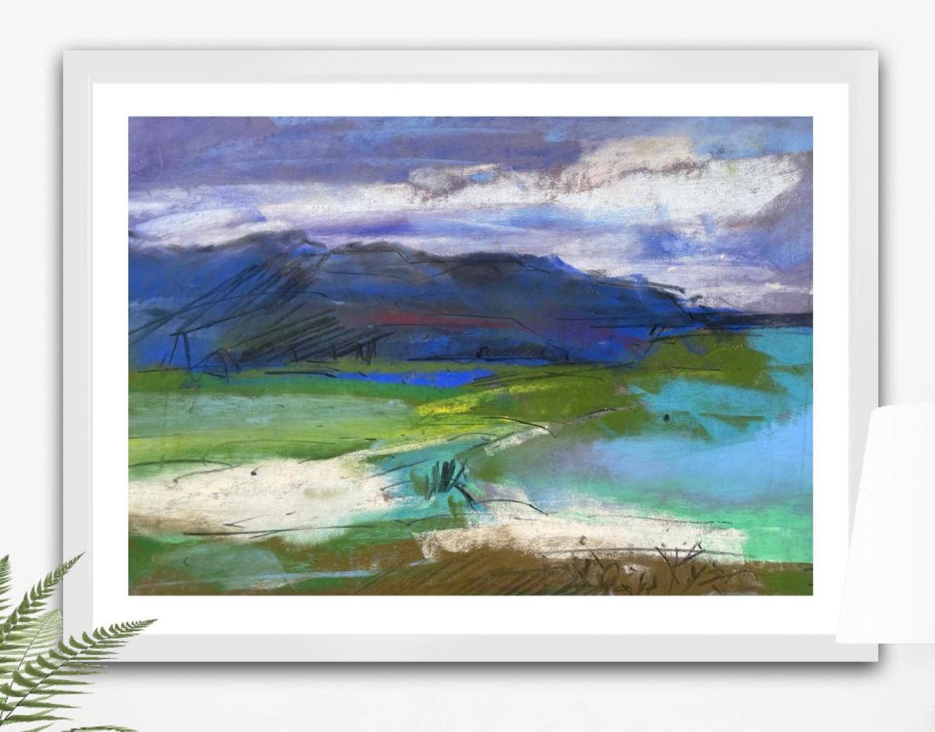 Loch Fyne, seascape, skyscape, Scotland, mountains, walking  - Abstract Expressionist Painting by Natalie Bird