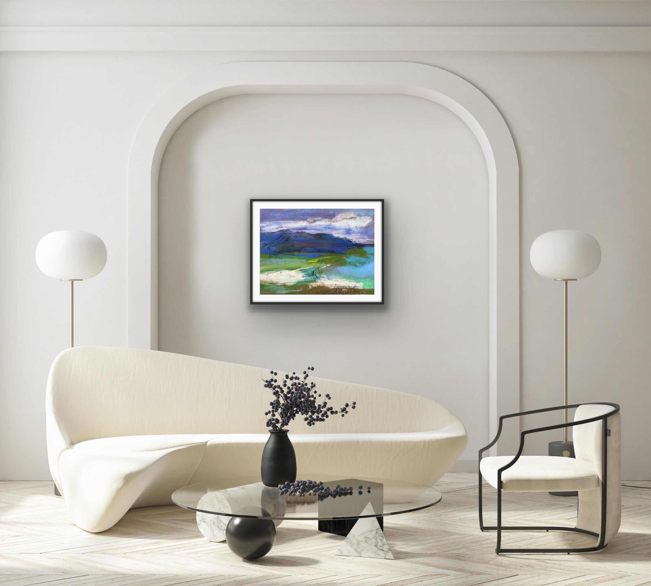 Loch Fyne, Meereslandschaft, Himmelslandschaft, Schottland, Berge, Wanderung  (Grau), Abstract Painting, von Natalie Bird