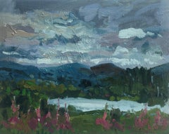 Meadow herb, Scottish borders, Original painting, Landscape, Nature, Pink floral