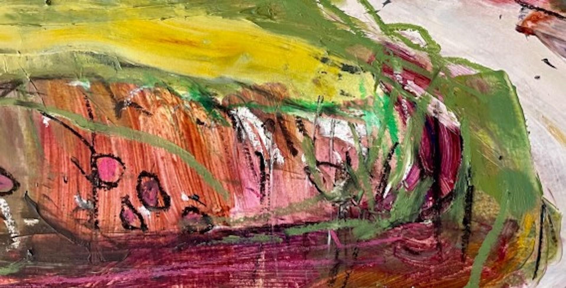 Natalie Oiseau, Country Lane II, peinture abstraite originale de paysage en techniques mixtes - Painting de Natalie Bird