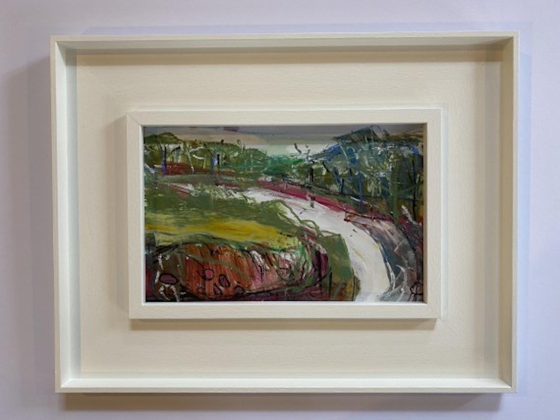 Natalie Oiseau, Country Lane II, peinture abstraite originale de paysage en techniques mixtes - Expressionnisme abstrait Painting par Natalie Bird