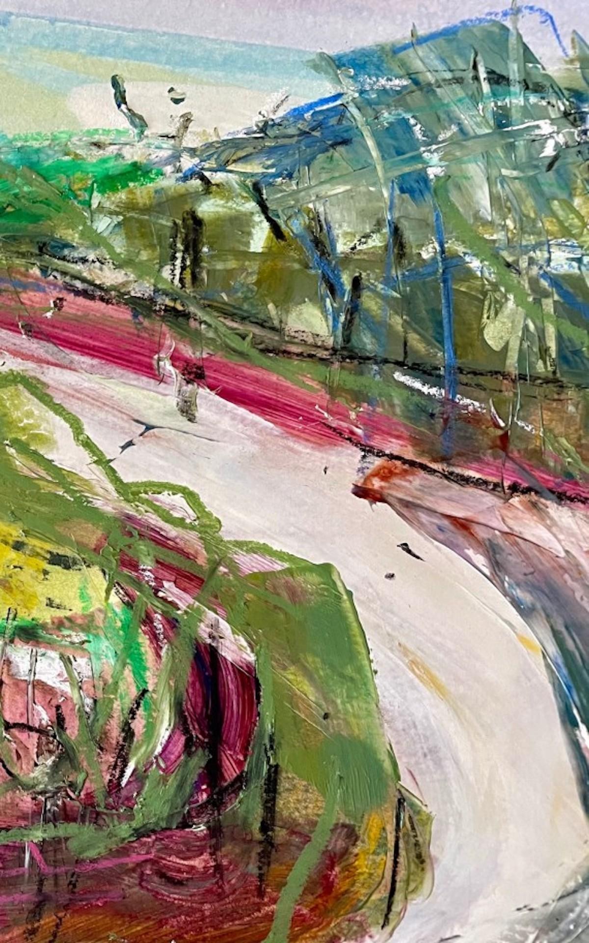 Natalie Bird, Country Lane II, Original Abstract Mixed Media Landscape Painting For Sale 2