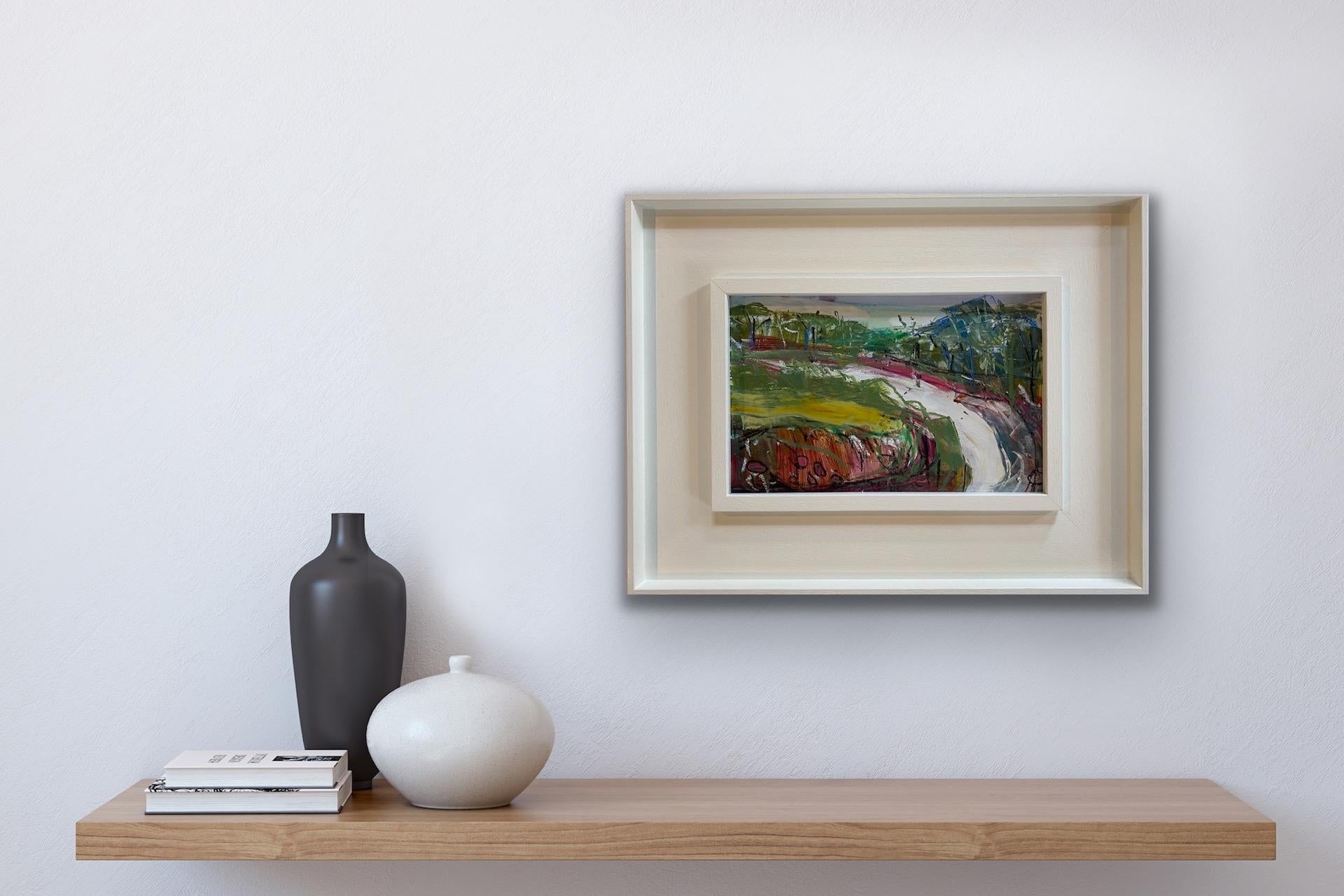 Natalie Oiseau, Country Lane II, peinture abstraite originale de paysage en techniques mixtes en vente 1