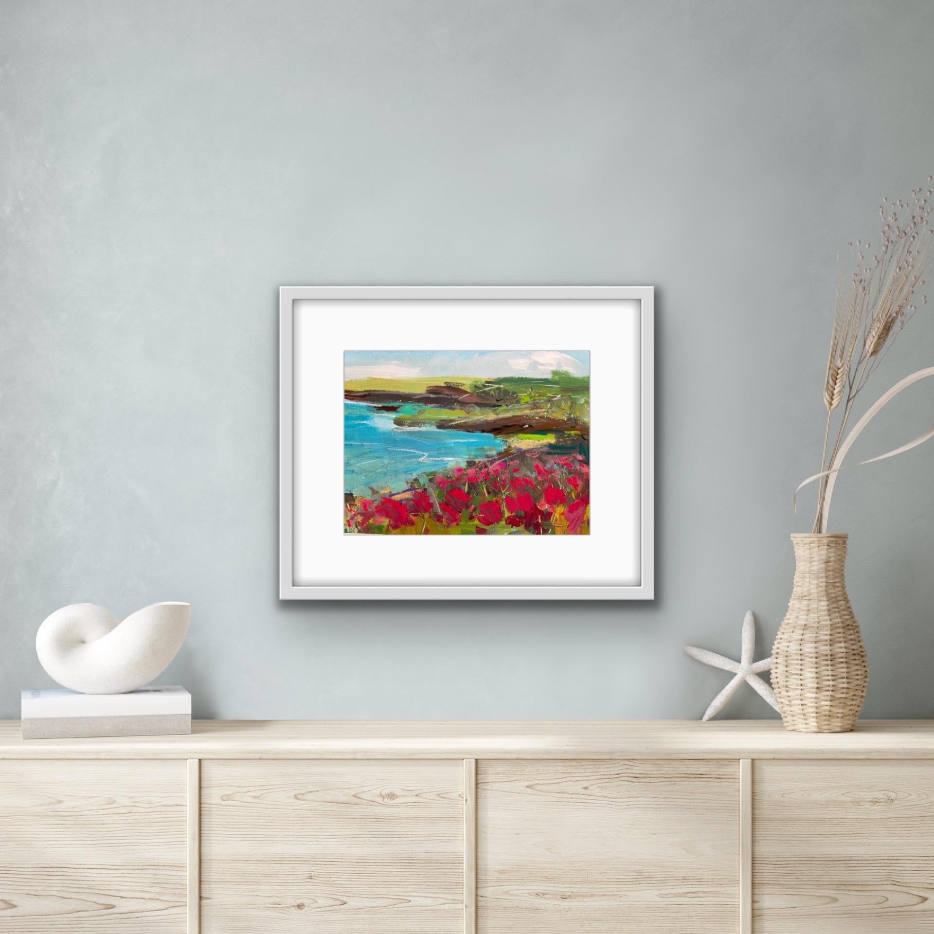 Natalie Bird, Poppies, Cornish Coast, Affordable Original Art, Floral Art For Sale 1