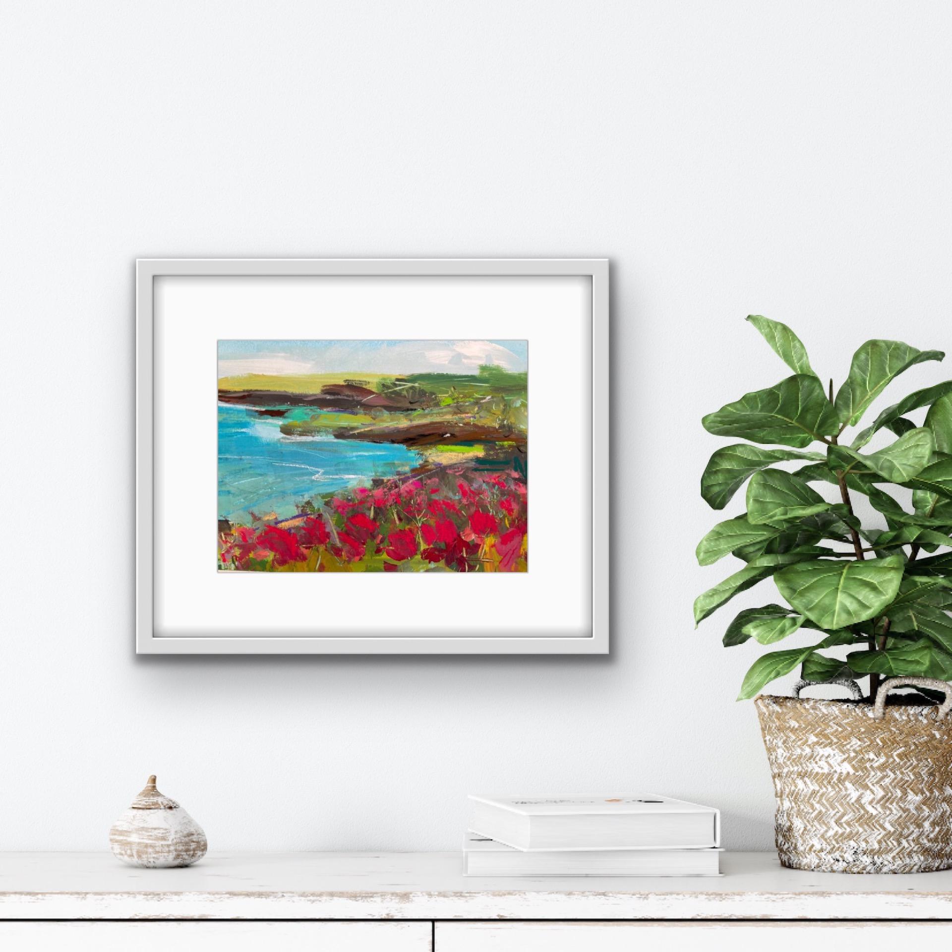 Natalie Bird, Poppies, Cornish Coast, Affordable Original Art, Floral Art For Sale 1