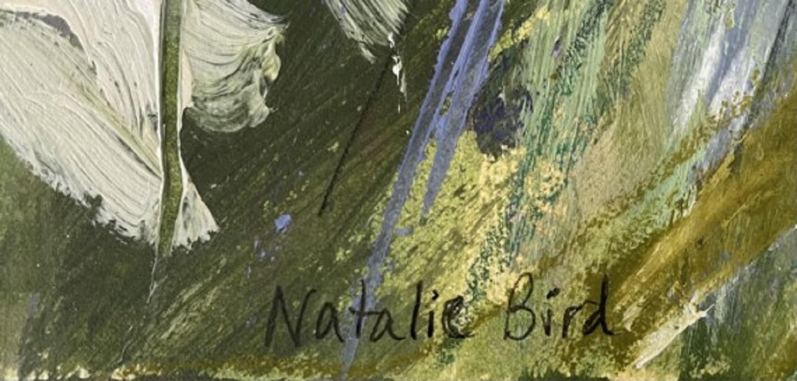 Natalie Bird, Summer evening in the garden with irises, Original floral painting 1
