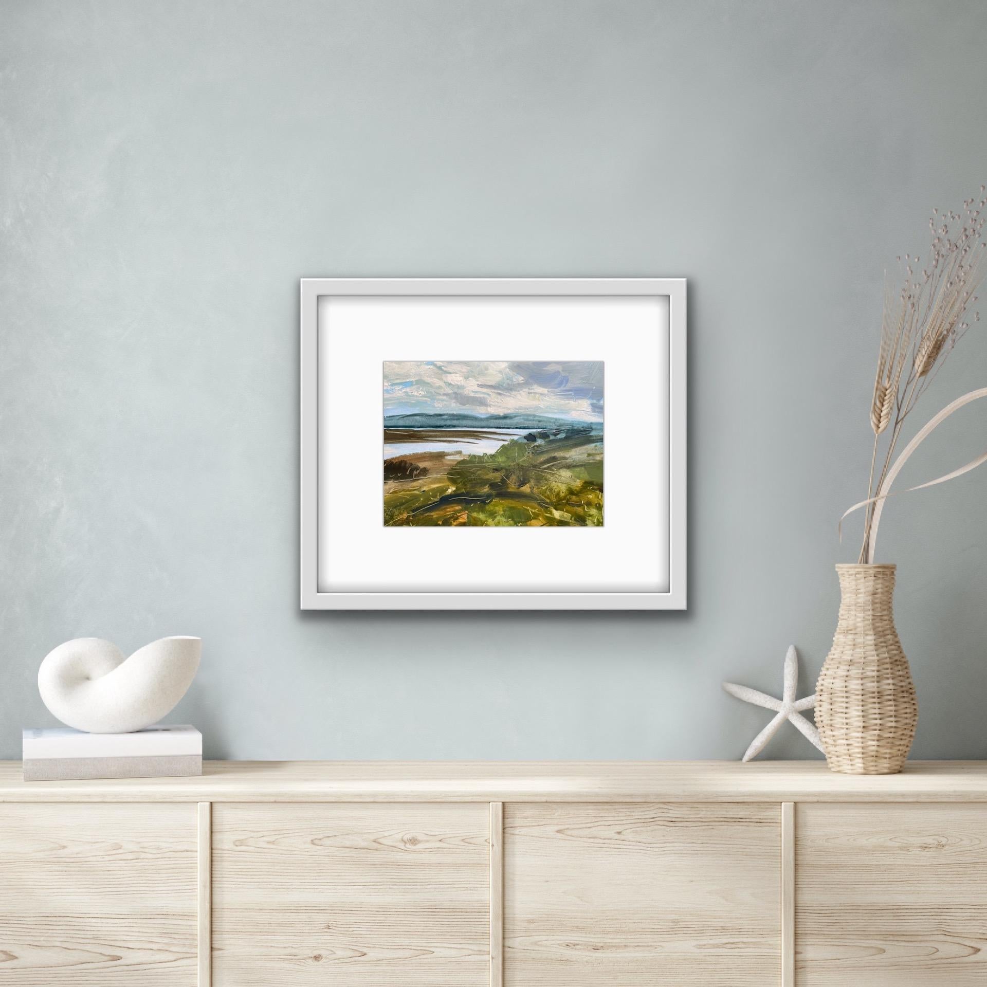 View of Loch Craignish (mounted original painting) [2021]
Original
Mixed media
Image size: H:20 cm x W:25 cm
Complete Size of Unframed Work: H:28 cm x W:36 cm x D:1cm
Sold Unframed
Please note that insitu images are purely an indication of how a