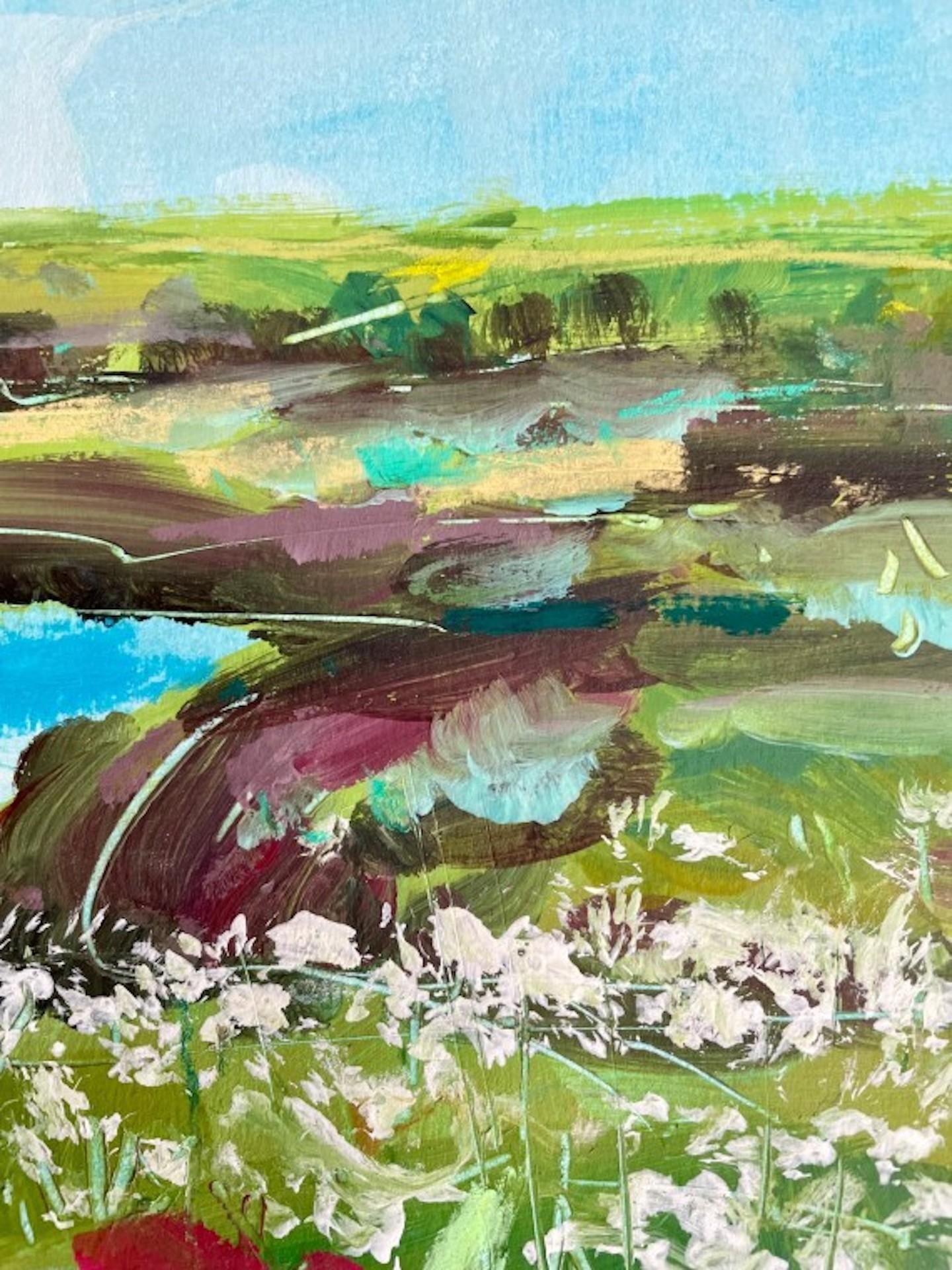 Natalie Bird, Wildflowers on the Cliff, Art of Cornwall, Art original à prix abordable en vente 3