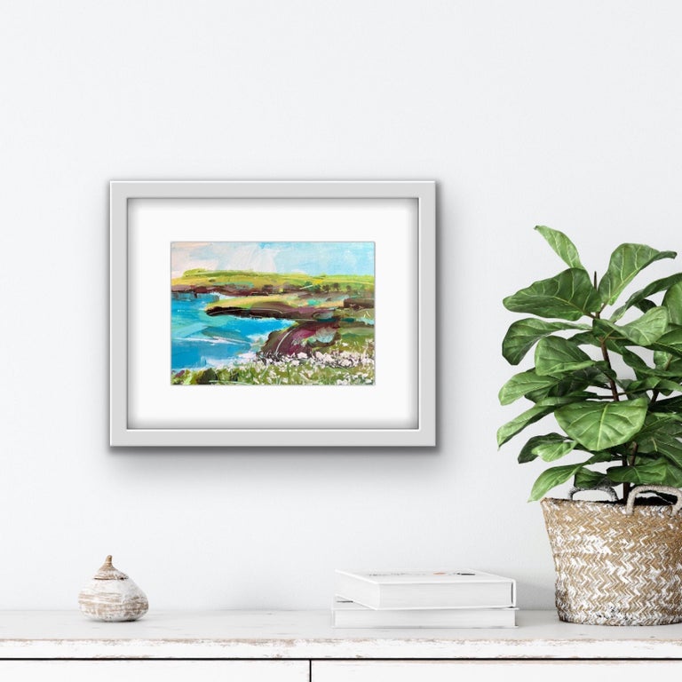 Natalie Bird, Wildflowers on the Cliff, Art of Cornwall, Affordable Original Art For Sale 1