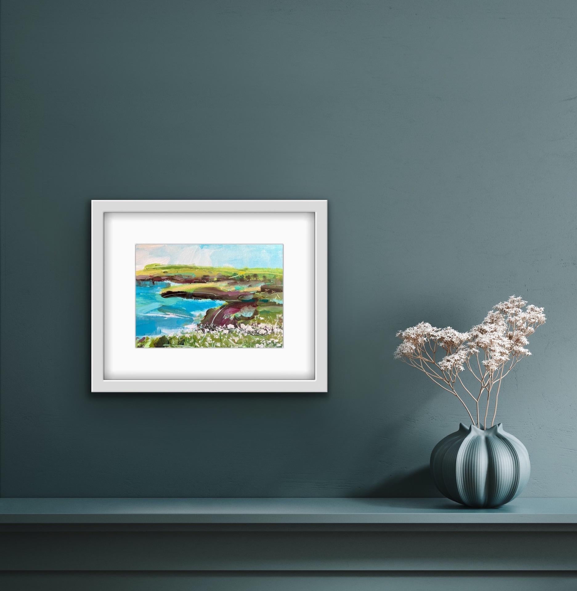 Natalie Bird, Wildflowers on the Cliff, Art of Cornwall, Art original à prix abordable en vente 5