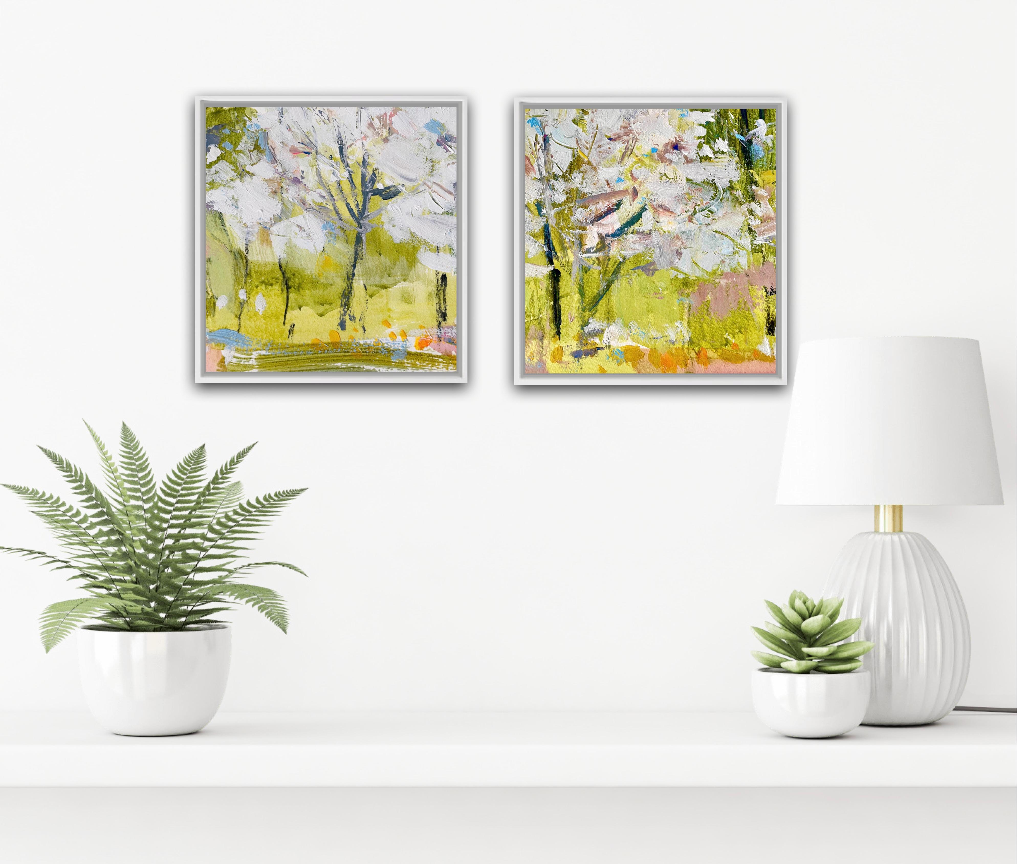 Park Blossom I and Park Blossom II diptych - Painting by Natalie Bird