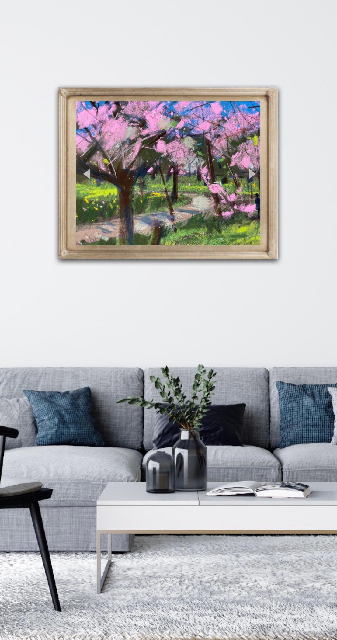 Spring Blossom mit Pastell, Gemälde von Natalie Bird im Angebot 1