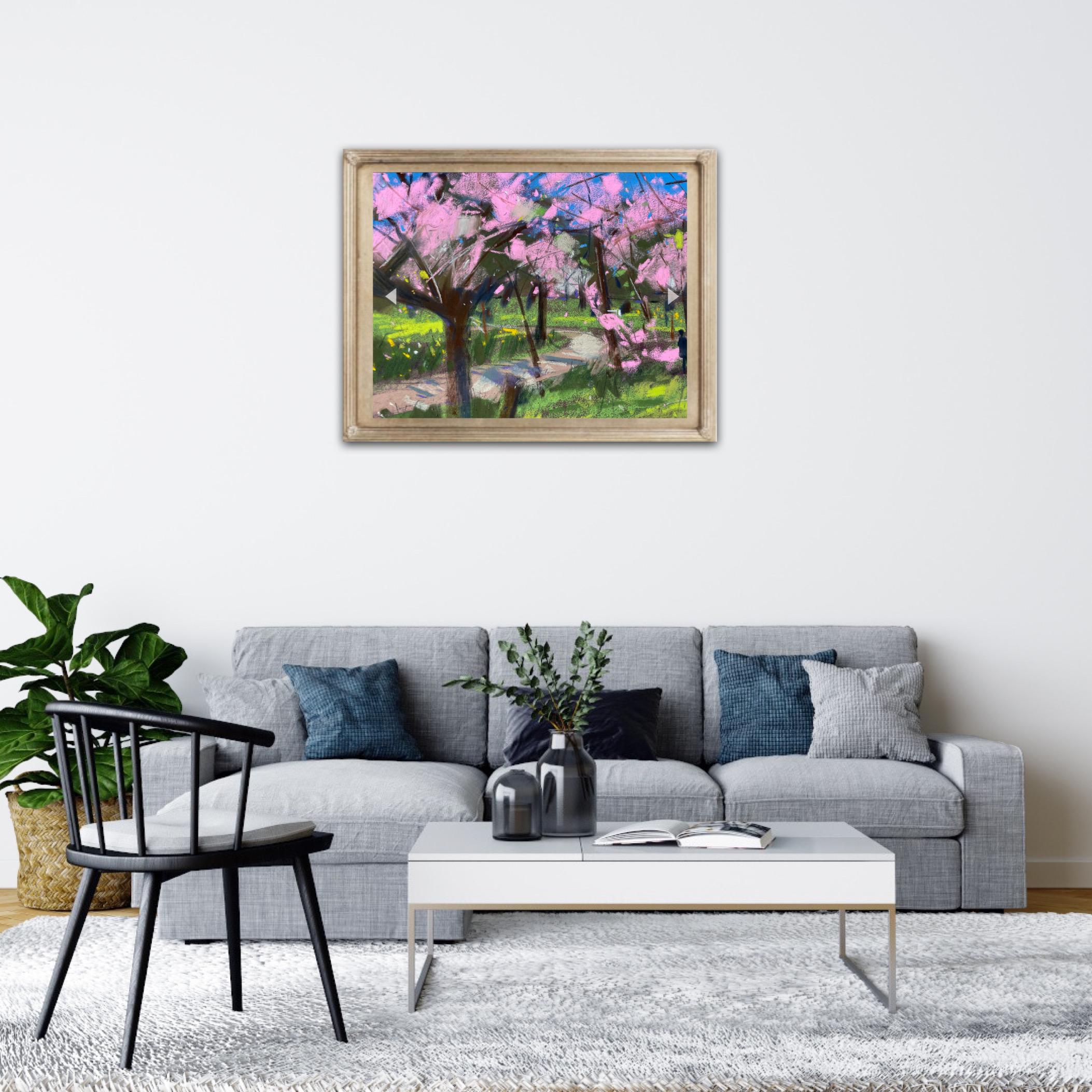 Spring Blossom mit Pastell, Gemälde von Natalie Bird im Angebot 2