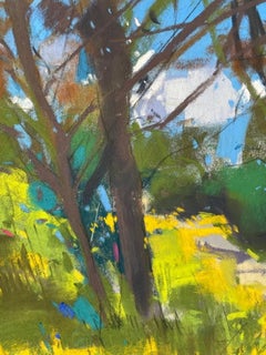 Springtime in the park, original painting, landscape, floral art, affordable art