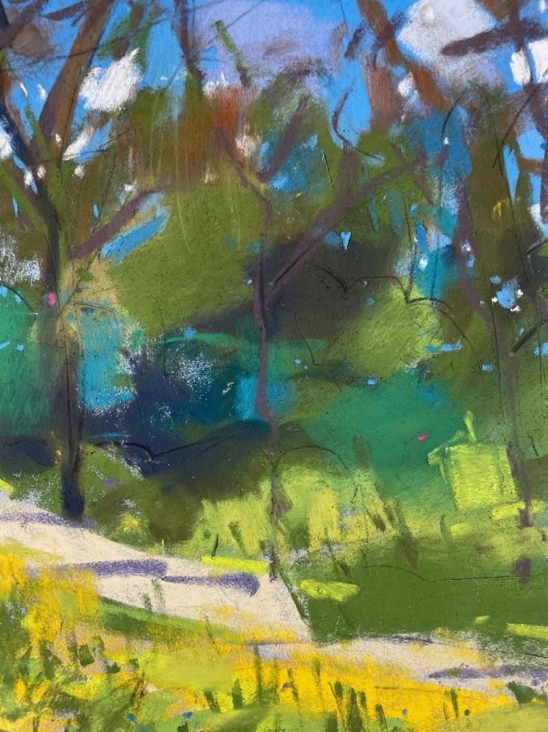 Springtime in the park, original painting, landscape, floral art, affordable art - Abstract Painting by Natalie Bird