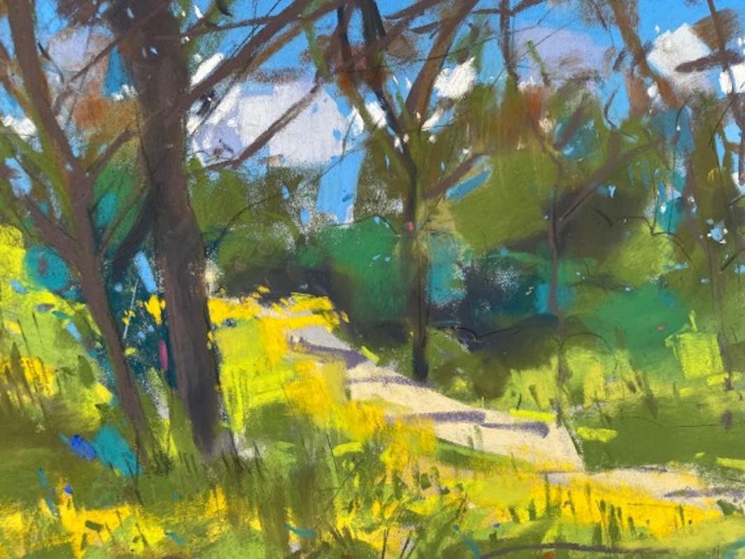Natalie Bird Landscape Painting - Springtime in the park, original painting, landscape, floral art, affordable art