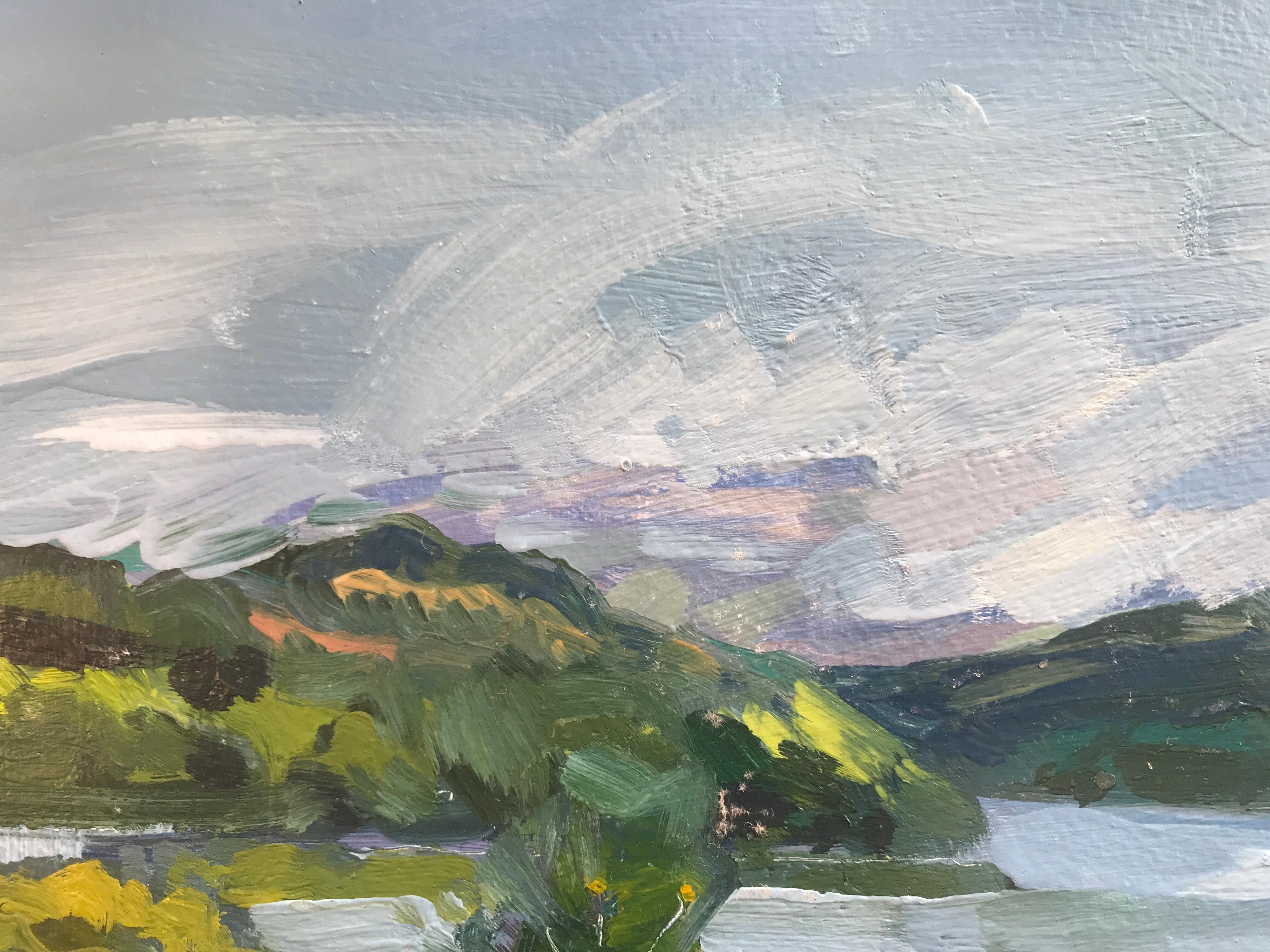 Still Day By The Loch, Ecosse, Peinture originale, Paysage, Nature, Art Green en vente 2