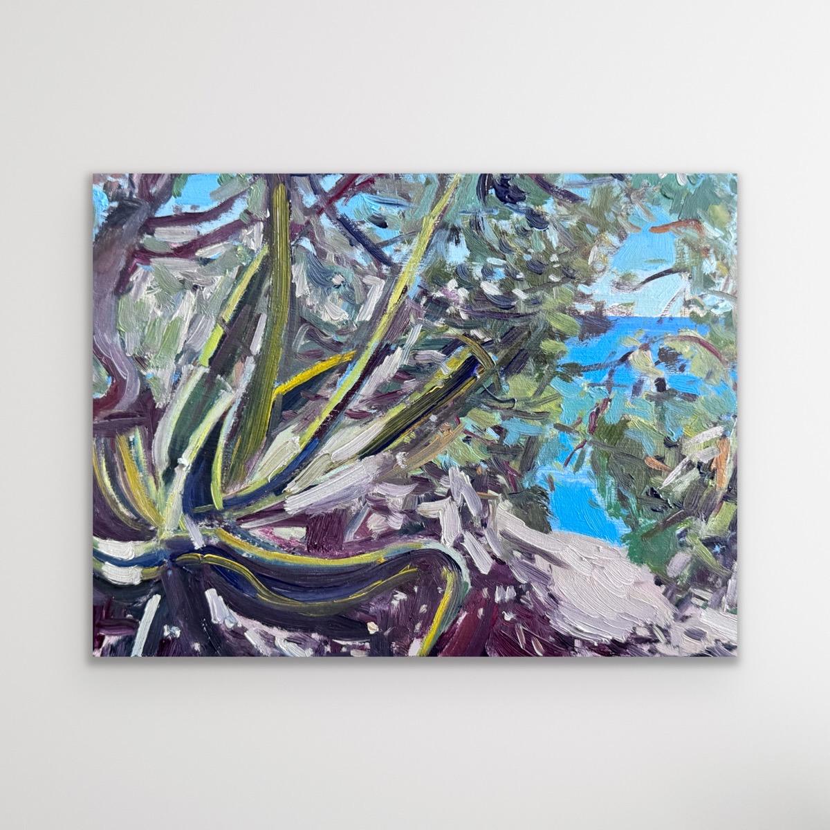 Passeggiata al mare, Quadro originale, Paesaggio, Nature, Albero in vendita 1