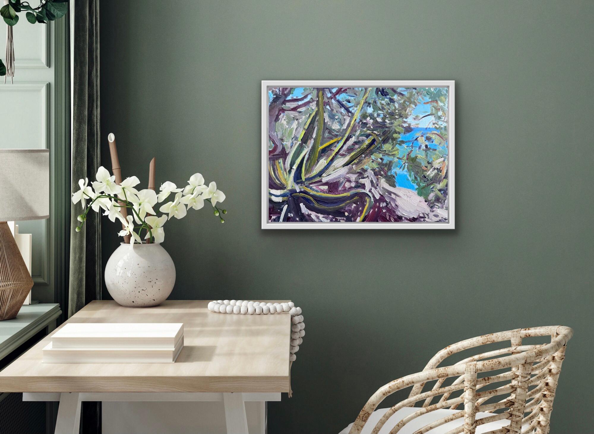 Passeggiata al mare, Quadro originale, Paesaggio, Nature, Albero in vendita 2