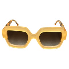 Vintage Natalie Blank Brown Square Sunglasses w/ Case