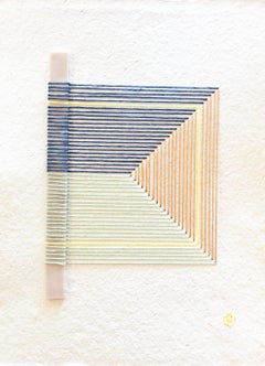 Cracked No. 7 – Textil- und Glasarbeiten auf Papier (Grün + Blau + Gelb)