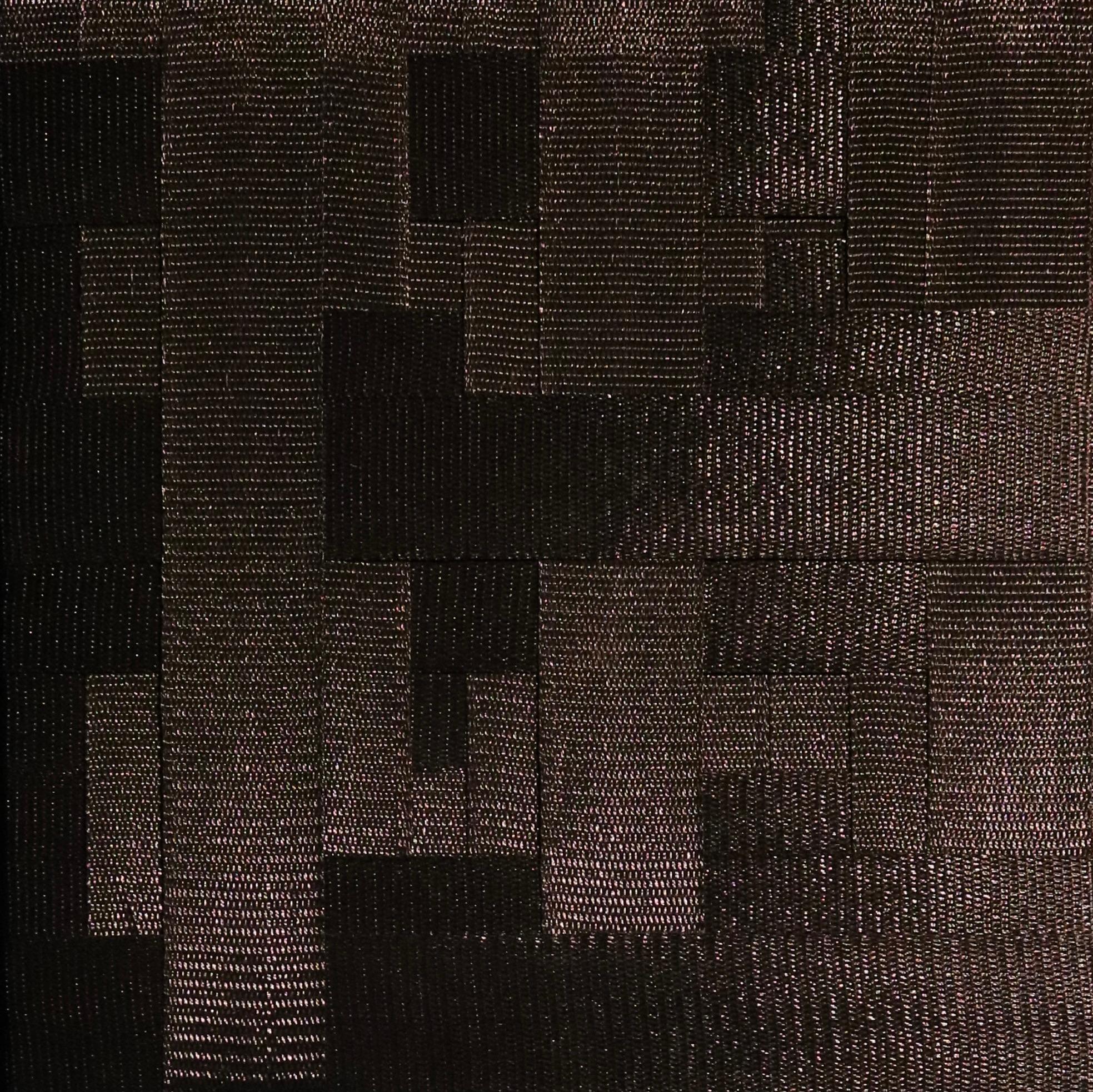 Natalie Dunham Abstract Sculpture - Black Square (grid minimalist textile design modern geometric thread wall art)  