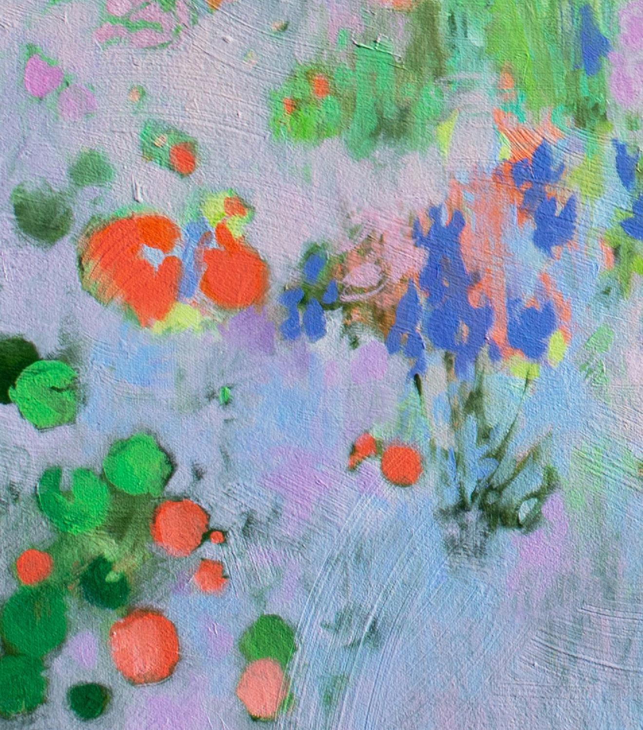 Giardini lontani e vicini, Pittura a olio astratta - Painting di Natalie George
