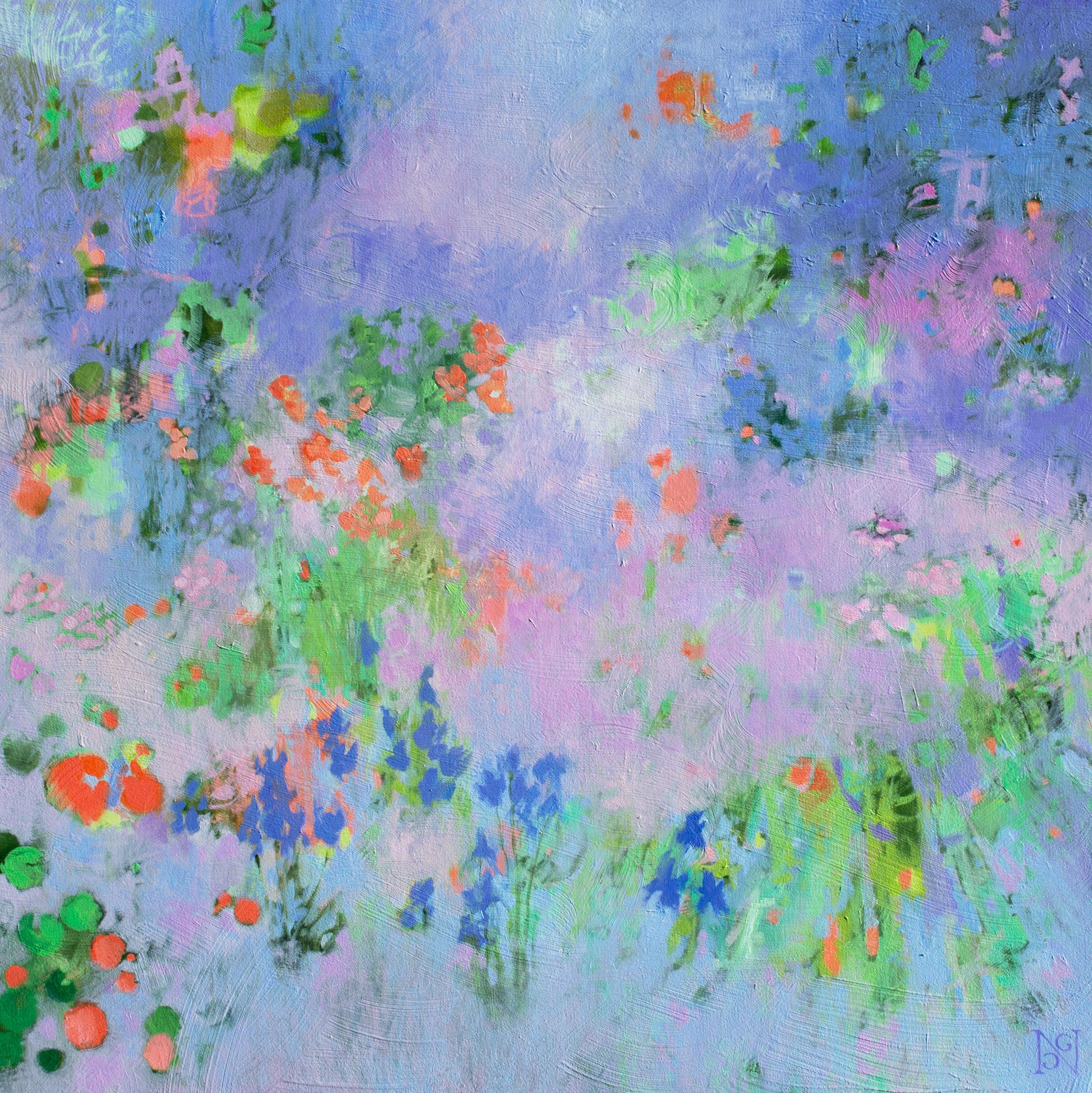 Natalie George Abstract Painting - Gardens Far and Near, Abstract Oil Painting