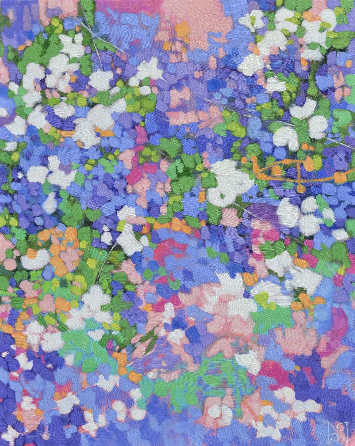 Abstract Painting di Natalie George - Primavera in città, pittura ad olio astratta