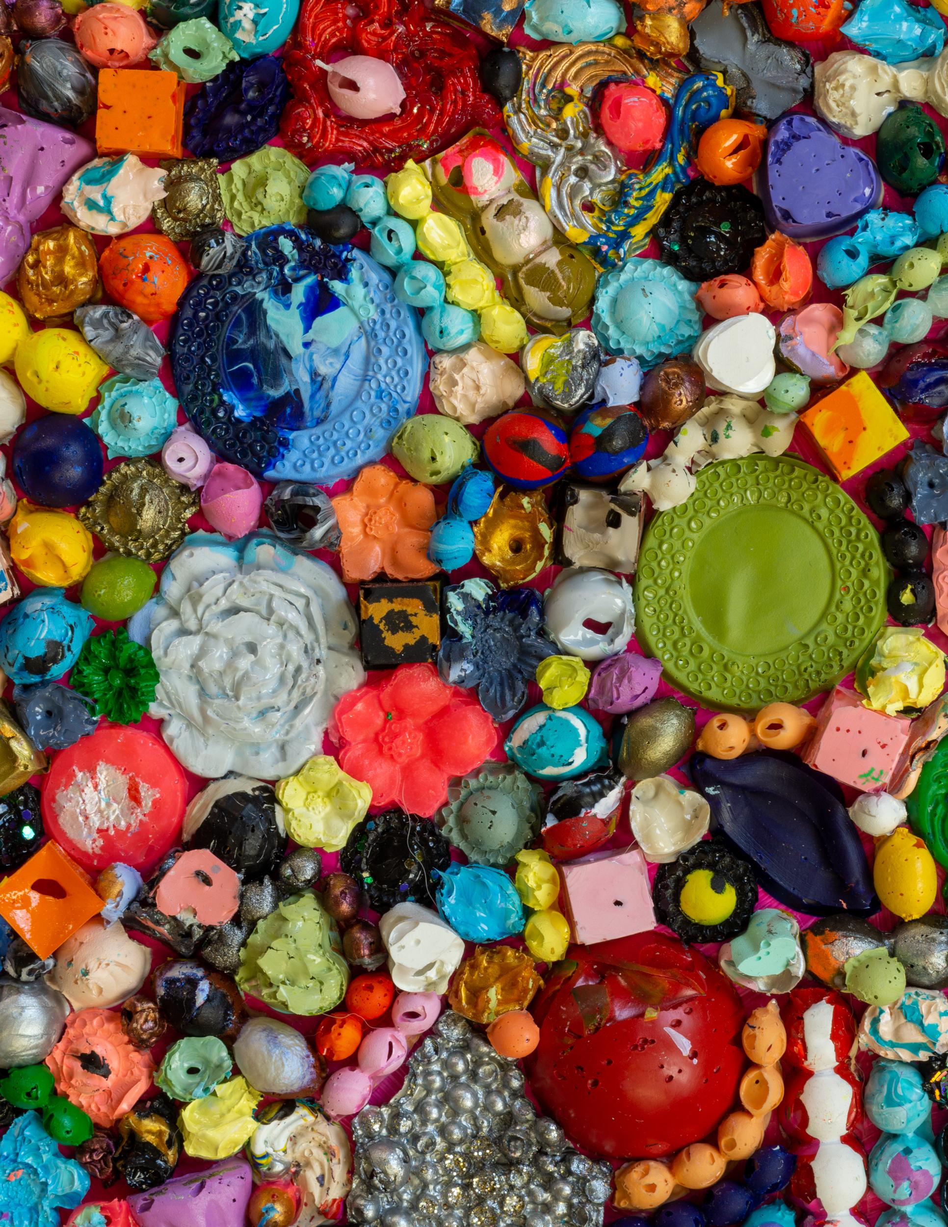 MULTICOLOR TAPESTRY VI - Gerahmtes, skulpturales, geformtes Acrylgemälde im Angebot 1