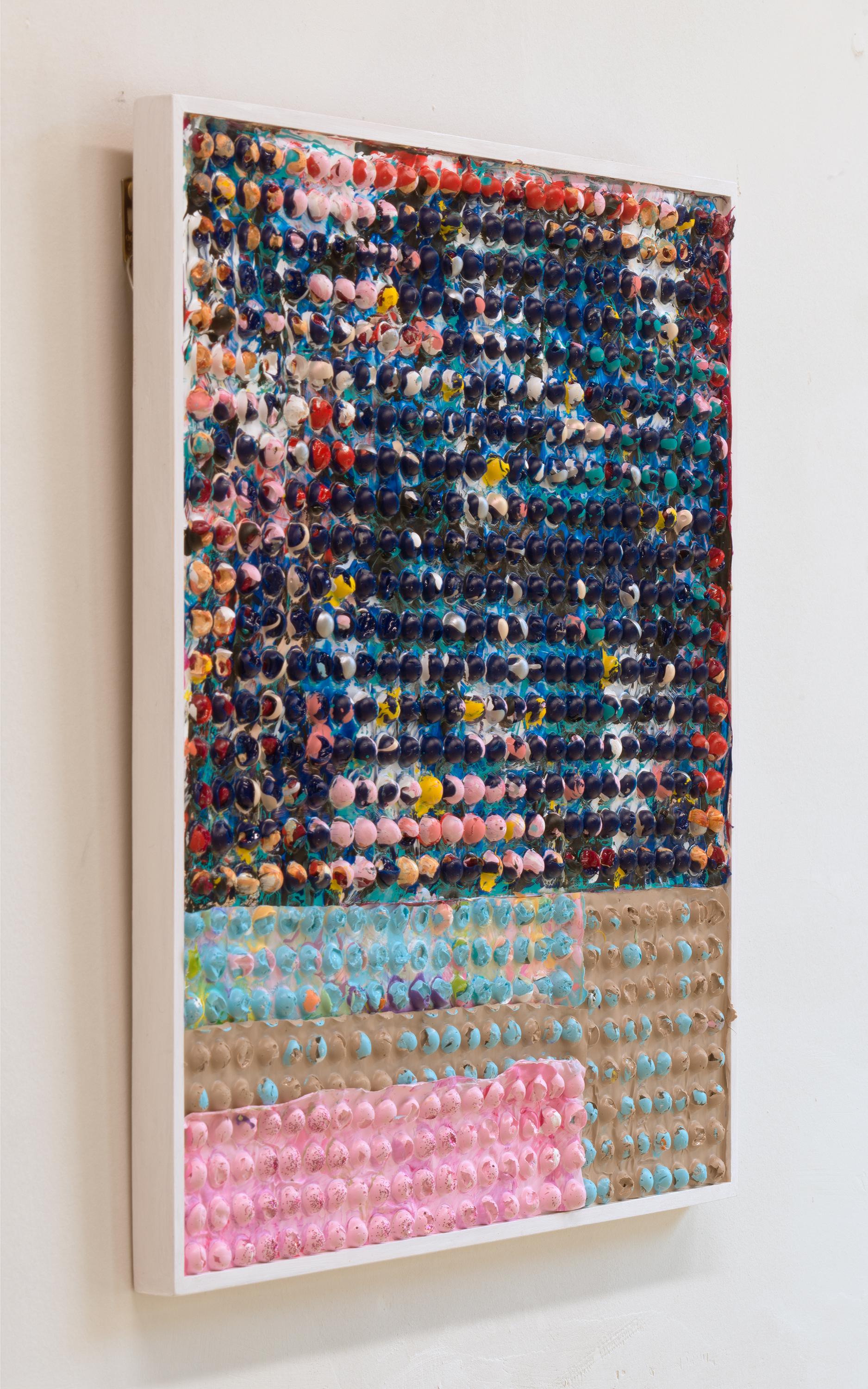 MultiCOLOR CIRCLE QUILT V – gerahmtes und strukturiertes, geformtes Acrylgemälde (Zeitgenössisch), Sculpture, von Natalie Harrison