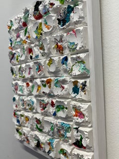 Whiting Square Quilt 6- dipinto acrilico stampato con cornice e texture