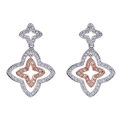 Natalie K. 14 Karat White Gold Unique .063 Carat Diamond Drop Dangle Earrings
