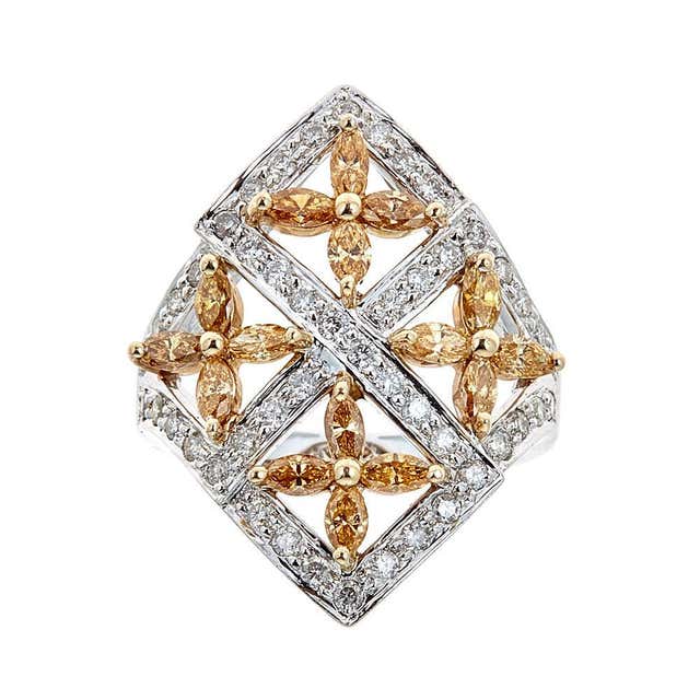 Natural 1/2 Carat Round Diamond Designer Cuff Ring 18 Karat White Gold ...