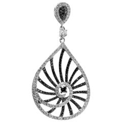 Natalie K 14 Karat White Gold Black and White Diamond Openwork Teardrop Pendant