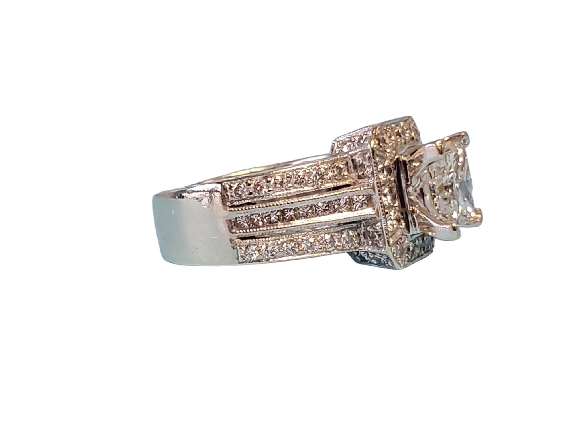 Natalie K 14k White Gold 3.25tcw Diamond Wedding Ring IGI Laser Inscribed In Good Condition For Sale In Overland Park, KS