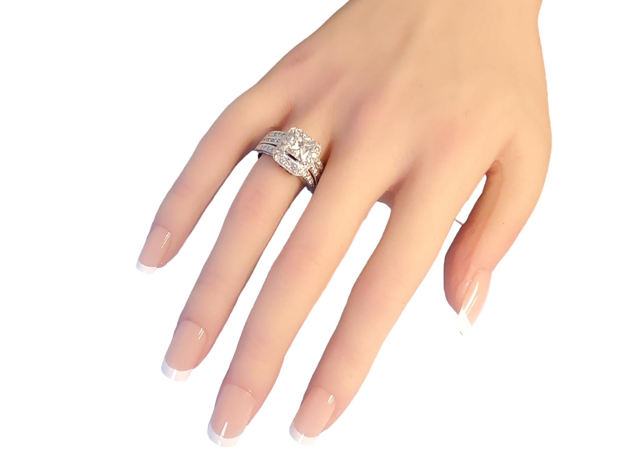 Natalie K 14k White Gold 3.25tcw Diamond Wedding Ring IGI Laser Inscribed For Sale 2