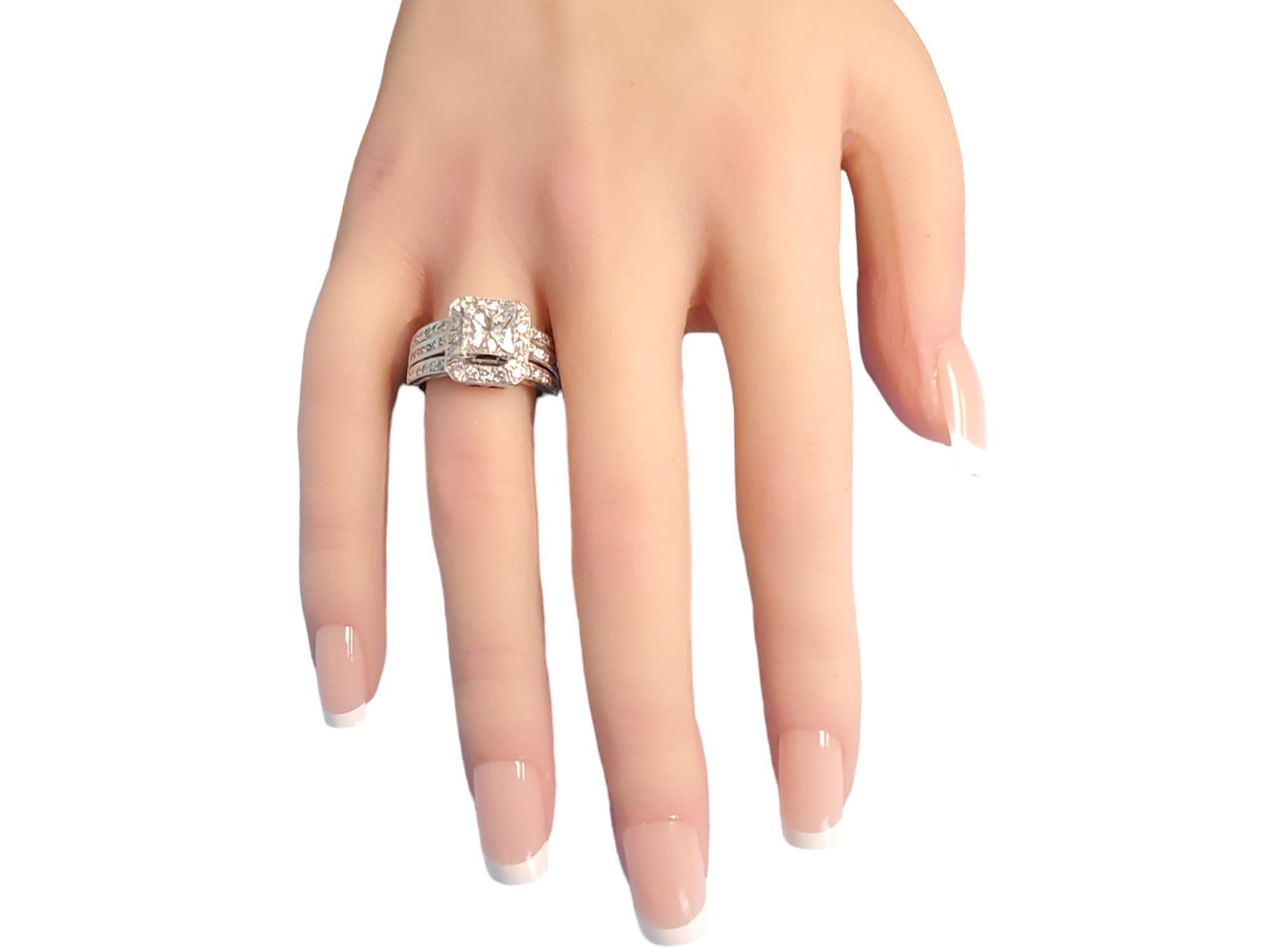 Natalie K 14k White Gold 3.25tcw Diamond Wedding Ring IGI Laser Inscribed For Sale 3