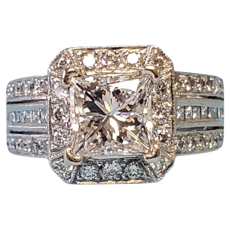 Natalie K 14k White Gold 3.25tcw Diamond Wedding Ring IGI Laser Inscribed For Sale