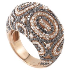 Natalie K 18 Karat Rose Gold Black and White Diamond Cocktail Ring LF8-33874R