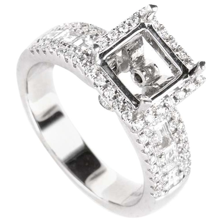 Natalie K, .89 Carat 18 Karat White Gold Diamond Engagement Ring Mounting