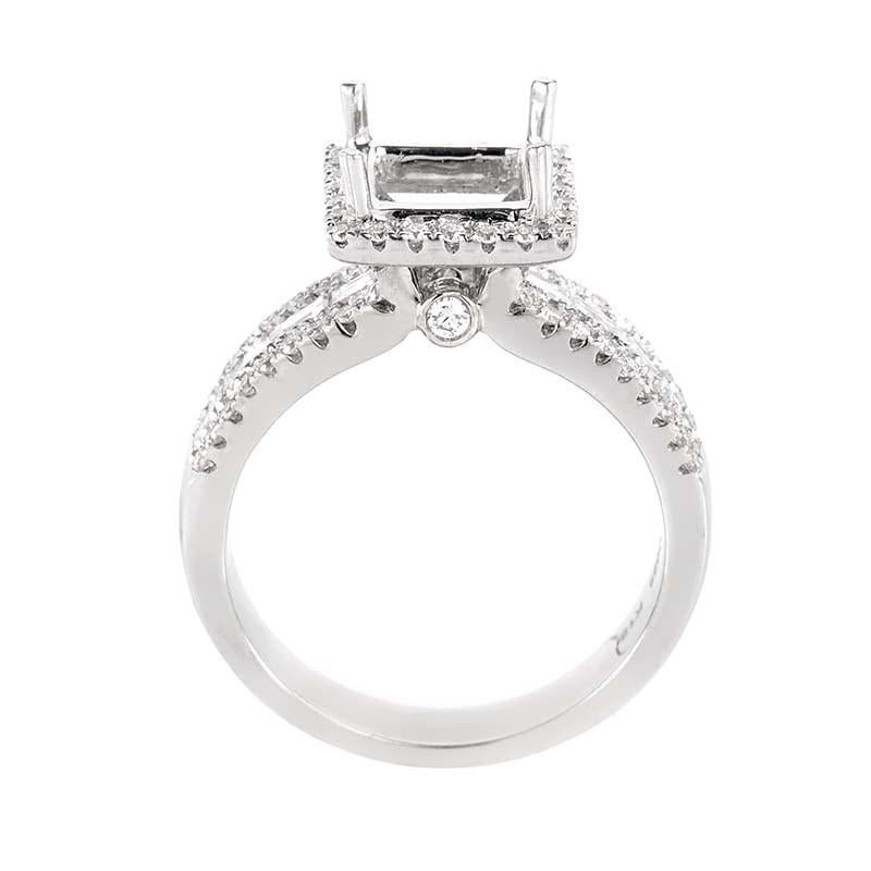 Extravagance and prestige are embodied in this stunning mounting ring that features classy, elegant design and sumptuous décor, boasting an exceptionally luxurious appeal. The ring is marvelously crafted from stylish 18K white gold whose