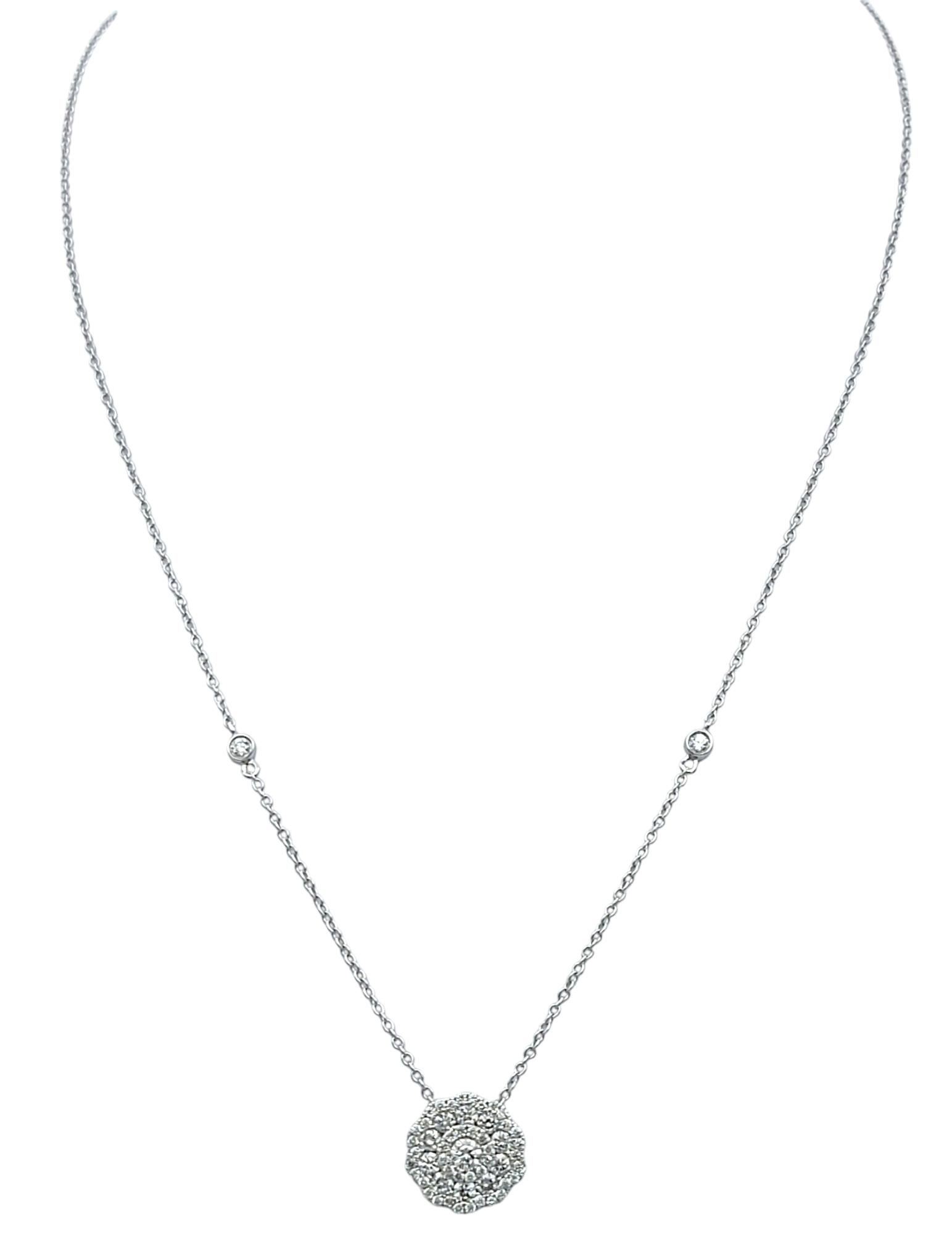 Contemporary Natalie K by M.K. Diamond Flower Motif Pendant Necklace in 18 Karat White Gold For Sale