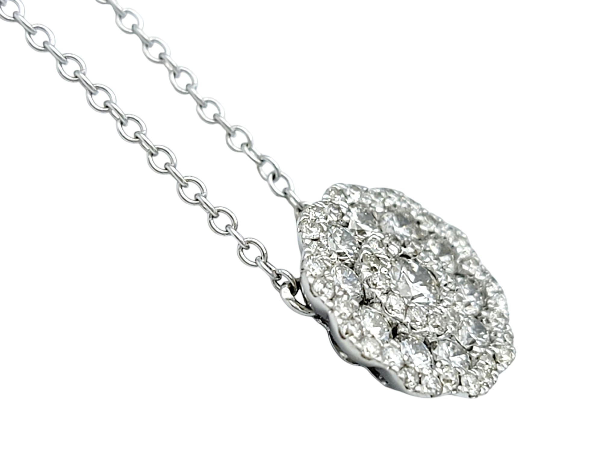 Natalie K by M.K. Diamond Flower Motif Pendant Necklace in 18 Karat White Gold In Good Condition For Sale In Scottsdale, AZ