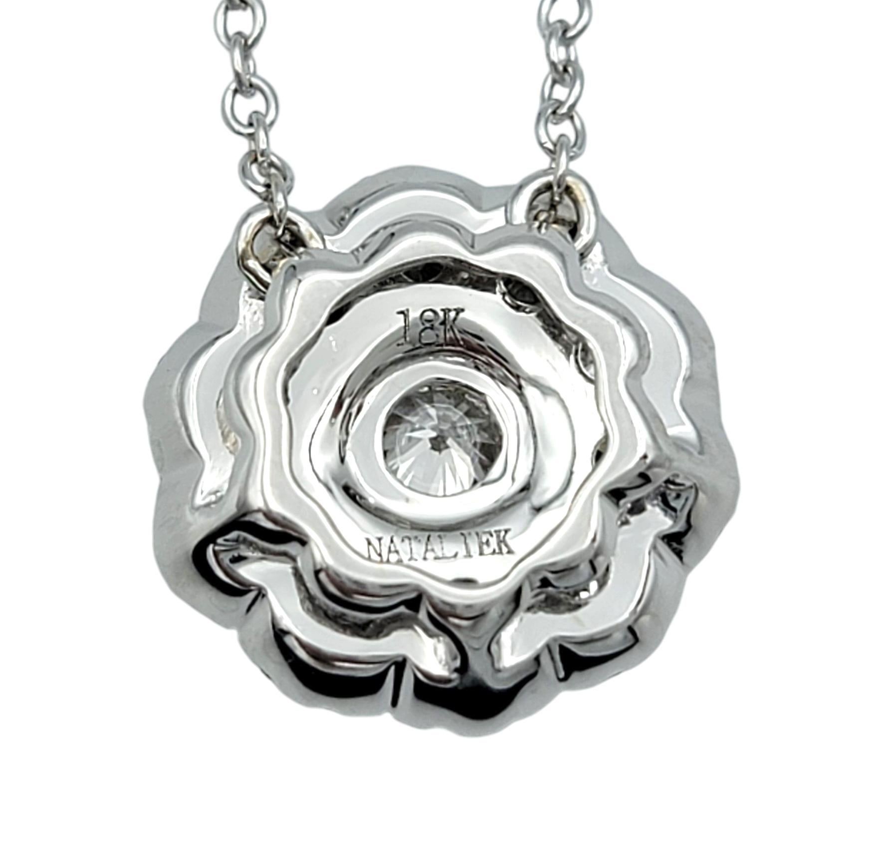 Natalie K by M.K. Diamond Flower Motif Pendant Necklace in 18 Karat White Gold For Sale 2